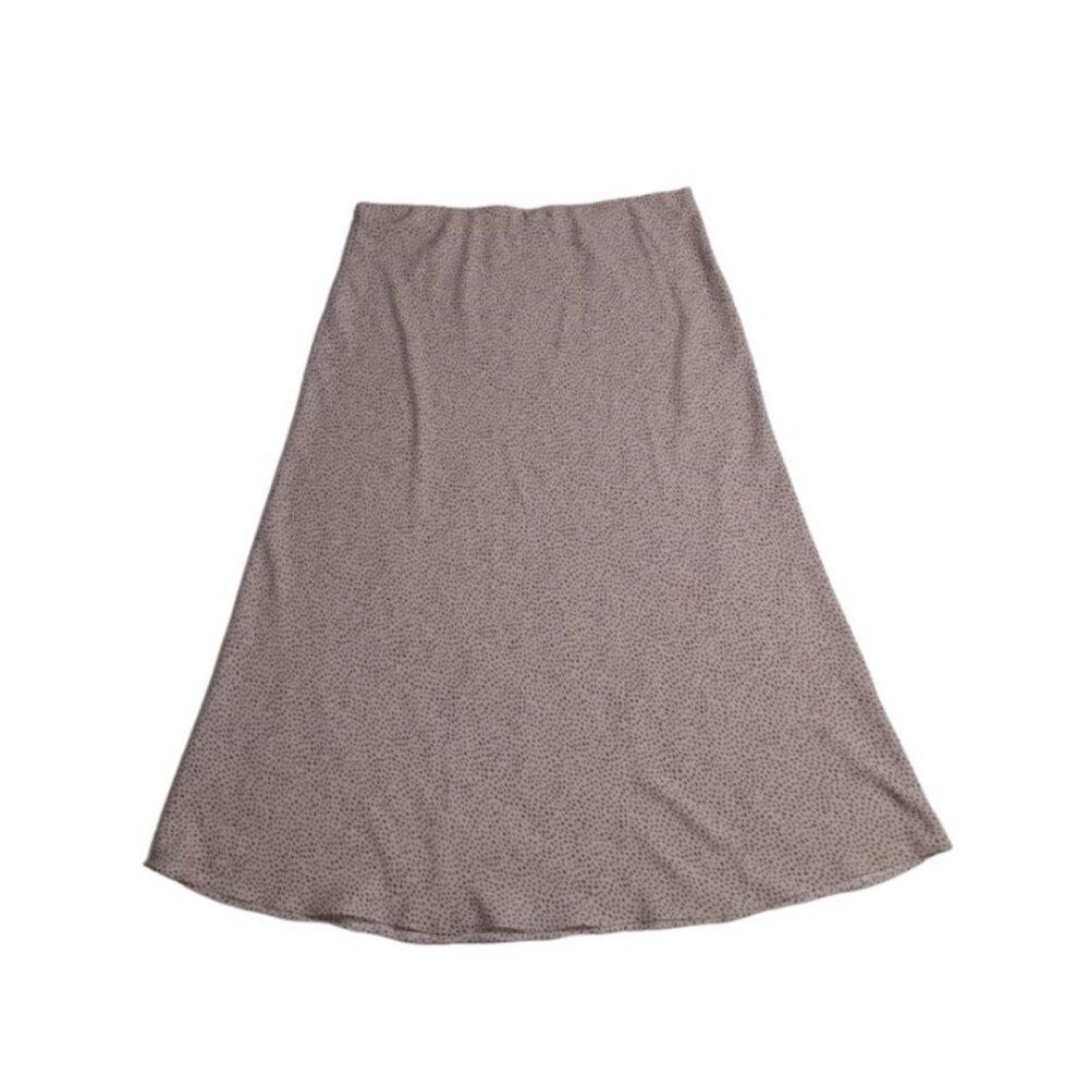 Halogen Women's Size XL Bias Cut Pink Adobe Gray Dotted Lightweight A-line Skirt